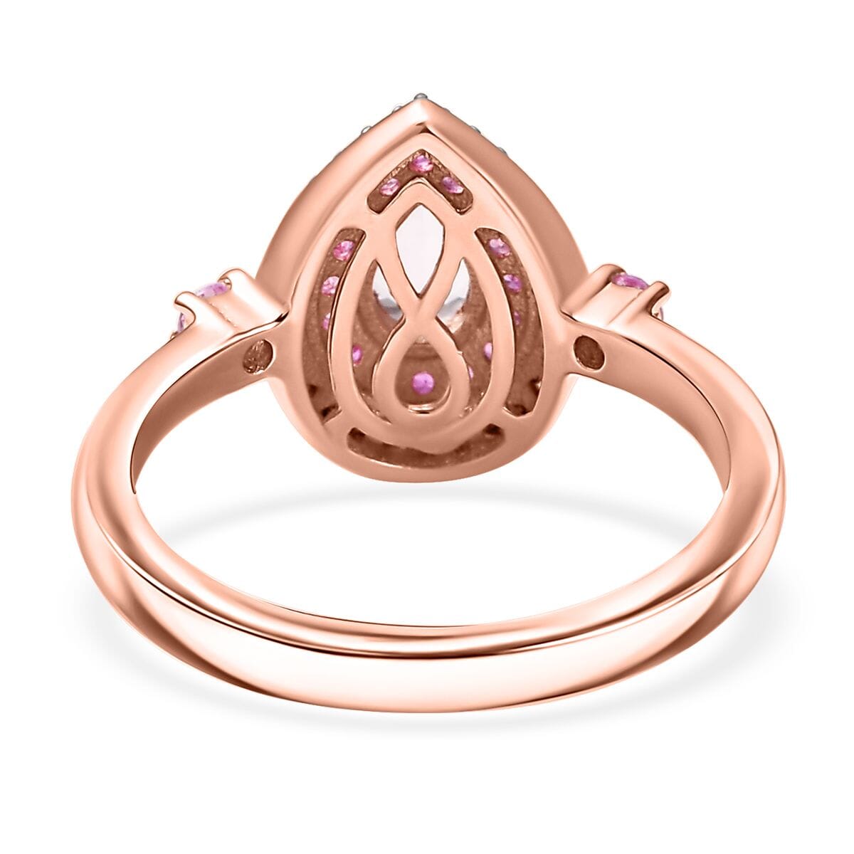 D'Joy Premium Pink Morganite, Multi Gemstone Ring in 18K Vermeil RG Over Sterling Silver (Size 10.0) 0.90 ctw image number 4