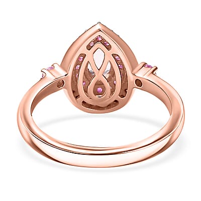 D'Joy Premium Pink Morganite and Multi Gemstone 0.90 ctw Pink Dawn Ring in 18K Vermeil Rose Gold Over Sterling Silver (Size 7.0)