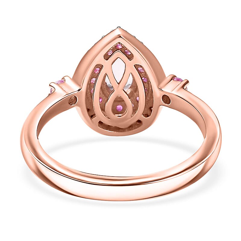 D'Joy Premium Pink Morganite and Multi Gemstone 0.90 ctw Pink Dawn Ring in 18K Vermeil Rose Gold Over Sterling Silver (Size 7.0)