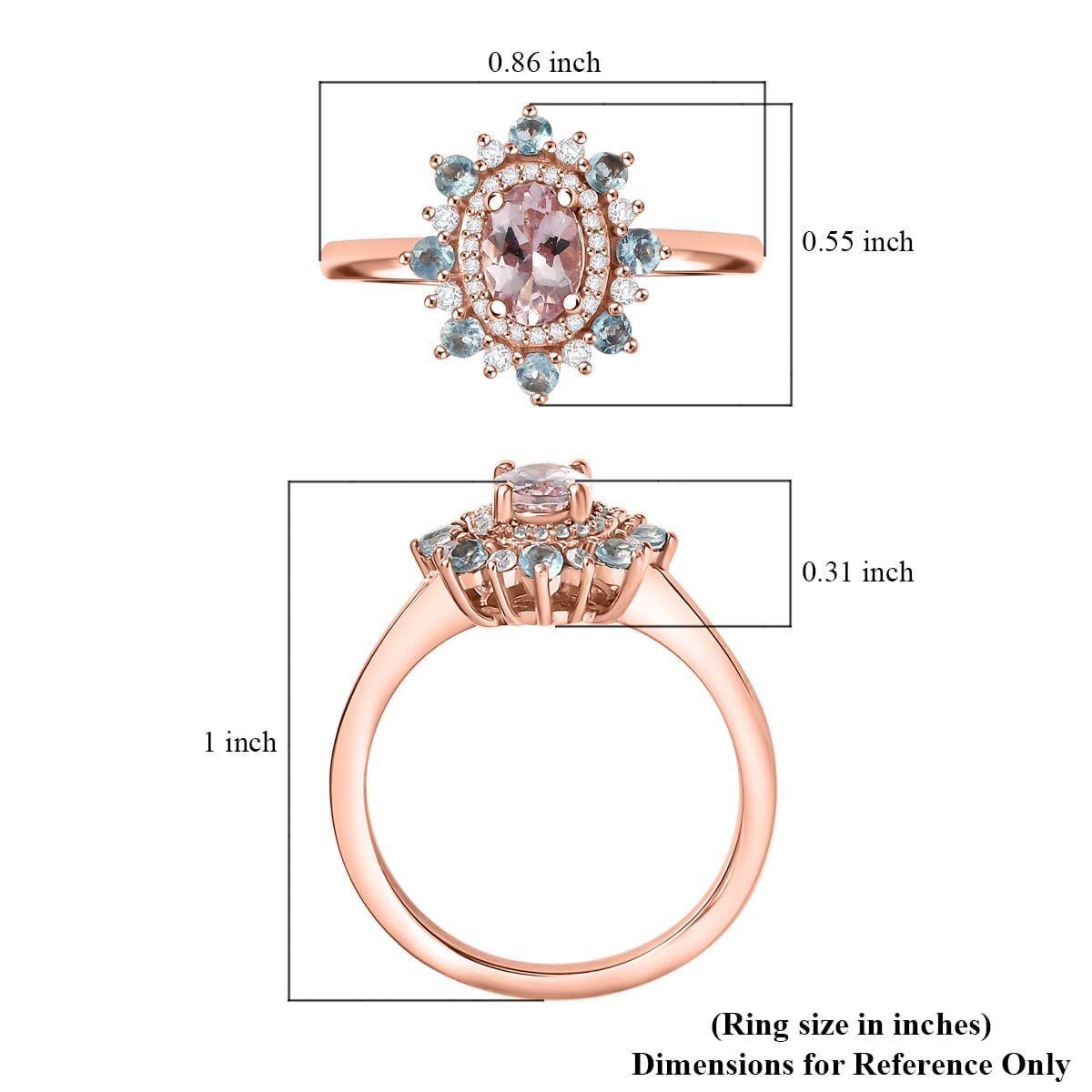 D'Joy Premium Pink Morganite and Multi Gemstone 1.25 ctw Morning Blossom Ring in 18K Vermeil Rose Gold Over Sterling Silver (Size 7.0) image number 5