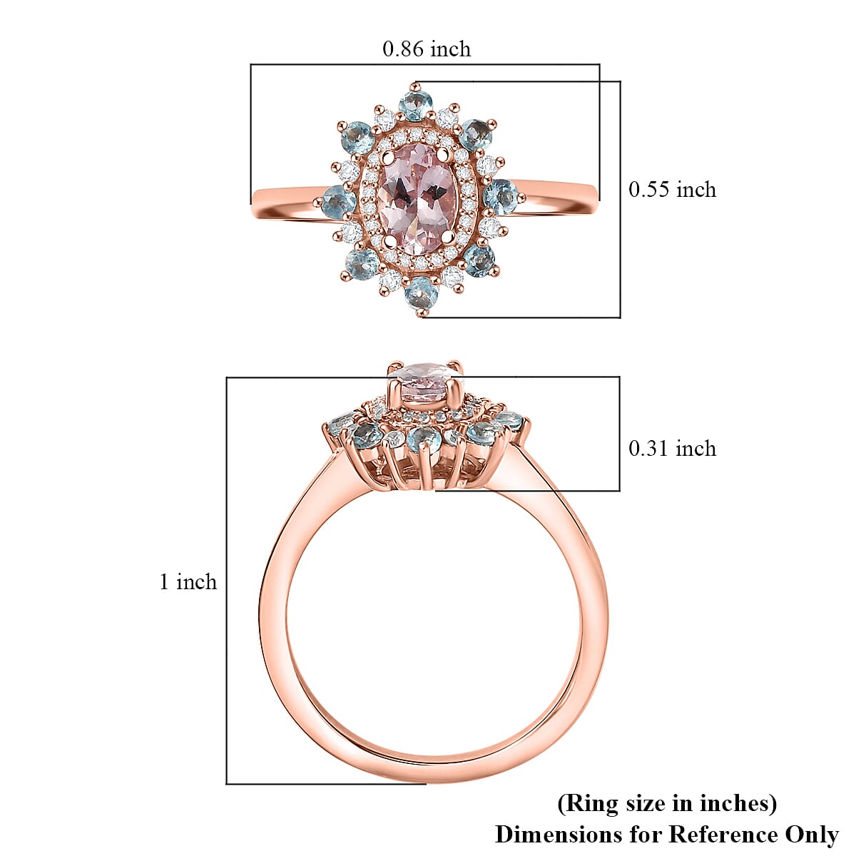 D'Joy Premium Pink Morganite and Multi Gemstone 1.25 ctw Morning Blossom Ring in 18K Vermeil Rose Gold Over Sterling Silver (Size 9.0) image number 5