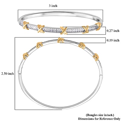Karis Simulated Diamond XOXO Bangle Bracelet in 18K YG Plated and Platinum Bond (7.50 In) 2.80 ctw