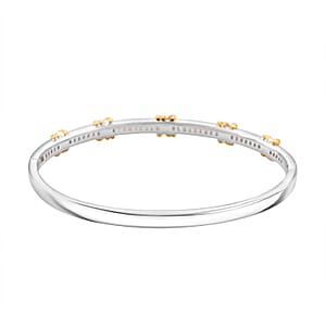 Karis Simulated Champagne Diamond XOXO Bangle Bracelet in 18K YG Plated and Platinum Bond (7.50 In)