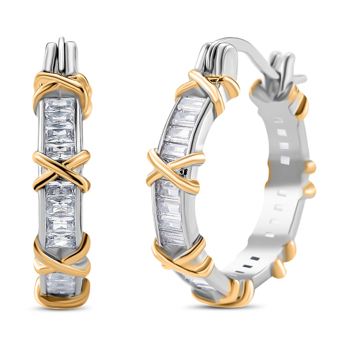 23rd May TLV Karis Simulated Diamond Earrings in 18K YG Plated and Platinum Bond 1.50 ctw image number 0
