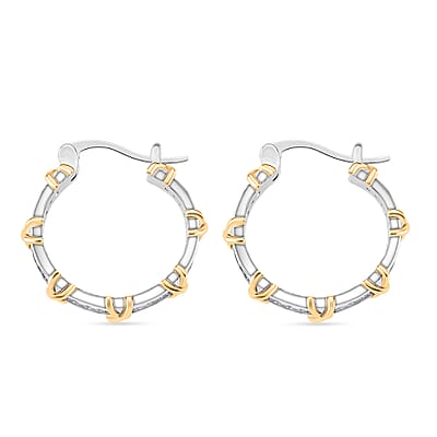 Karis Simulated Diamond XOXO Hoop Earrings in 18K YG Plated and Platinum Bond