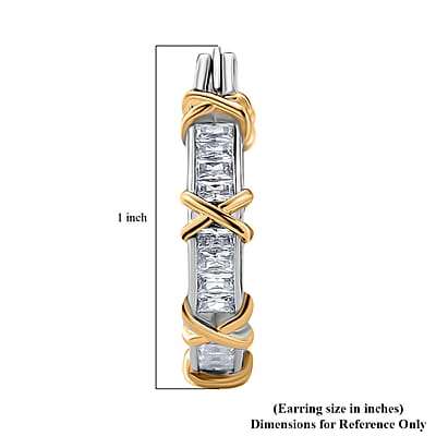 Karis Simulated Diamond XOXO Hoop Earrings in 18K YG Plated and Platinum Bond