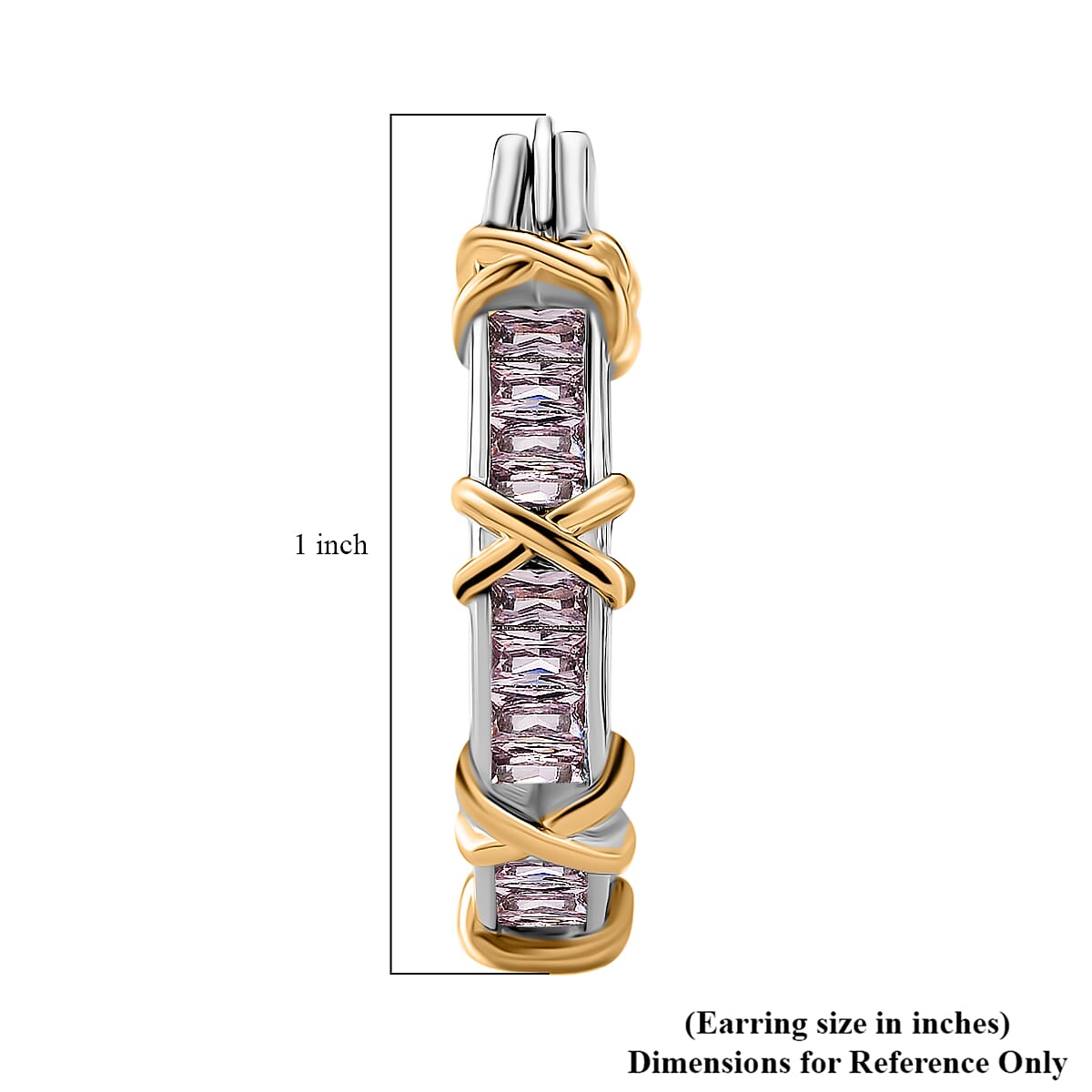 Karis Simulated Pink Diamond XOXO Hoop Earrings In 18K YG Plated and Platinum Bond image number 4