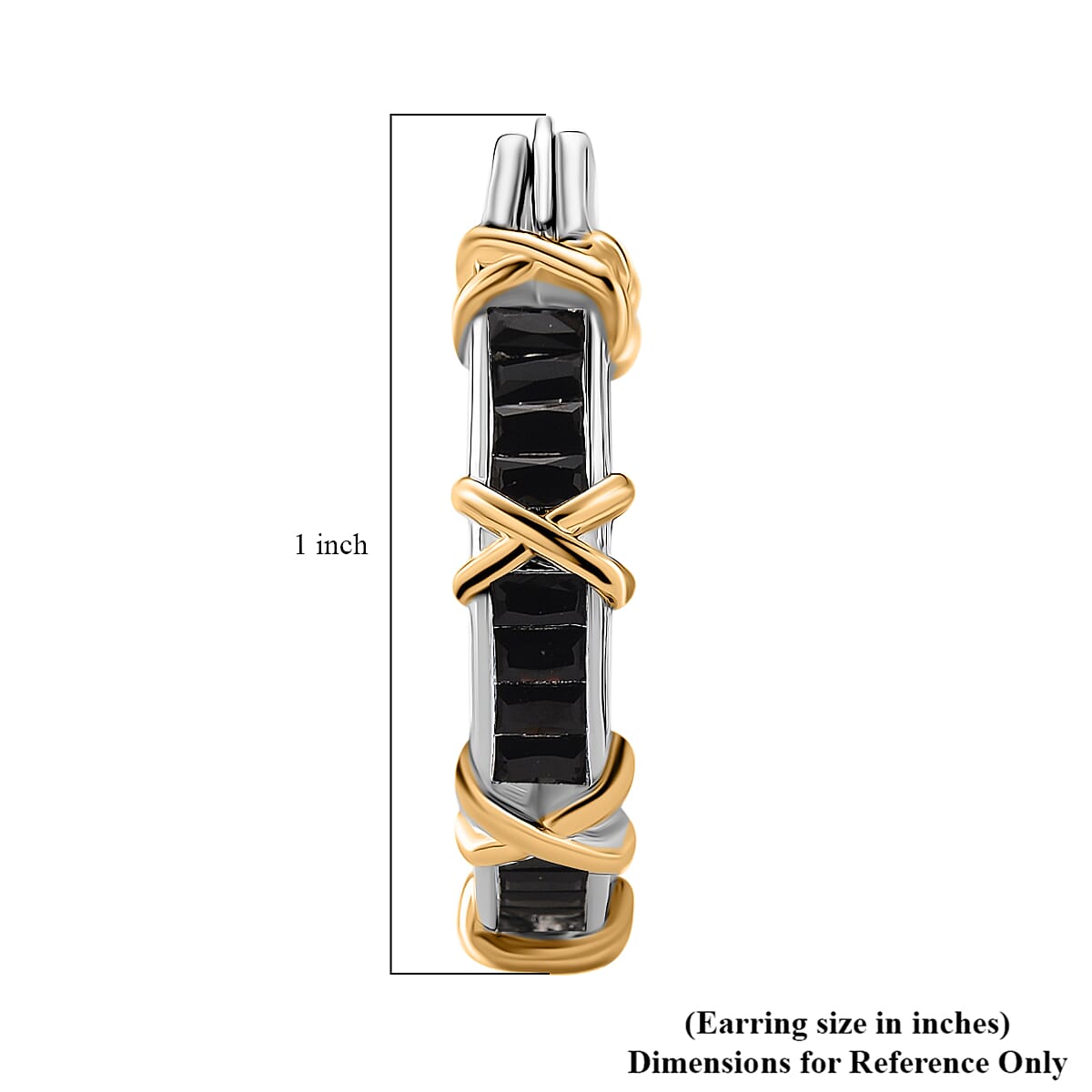Karis Simulated Black Diamond XOXO Hoop Earrings in 18K YG Plated and Platinum Bond image number 4