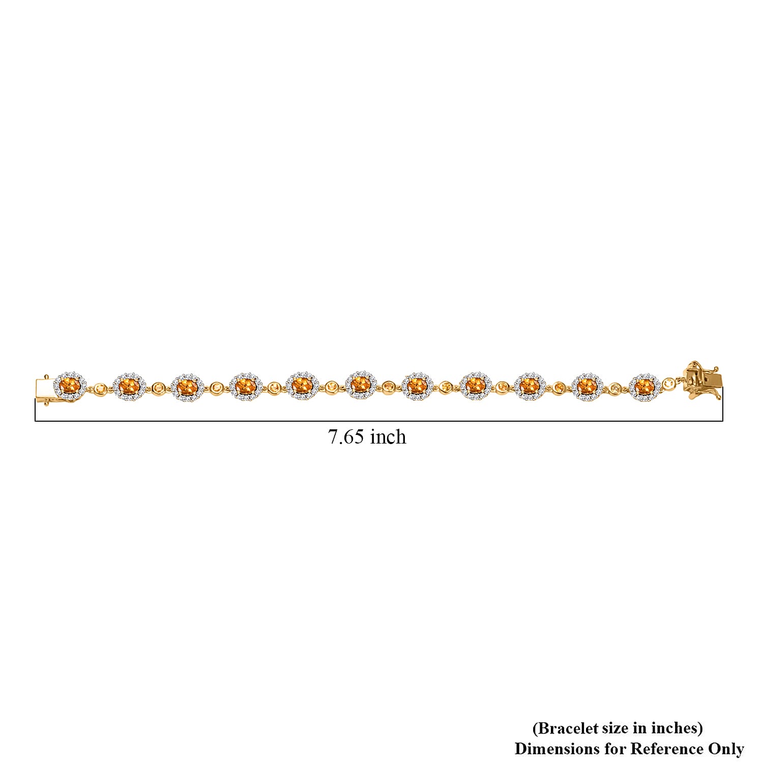 D'Joy Tanzanian Mandarin Garnet and White Zircon 8.65 ctw Flame Petals Bracelet in 18K Vermeil Yellow Gold Over Sterling Silver (7.25 In)