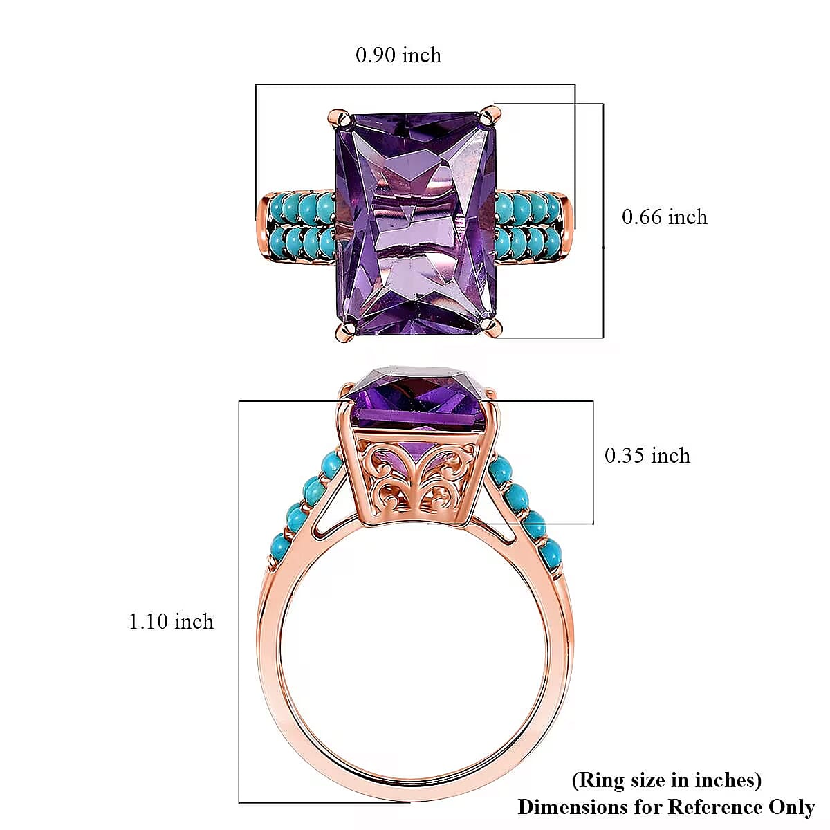 D'Joy AAA Rose De France Amethyst, Sleeping Beauty Turquoise Amour du Ciel Ring in 18K Vermeil RG Over Sterling Silver (Size 10.0) 7.80 ctw image number 6