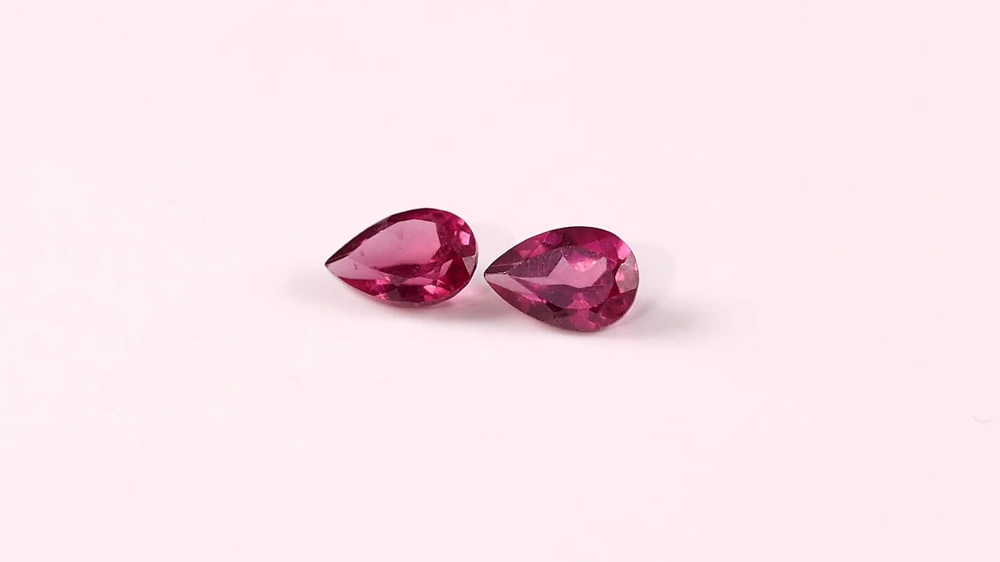 AA Orissa Rose Garnet Set of 2 (Pear 6x4 mm) 0.91 ctw Loose Gemstone