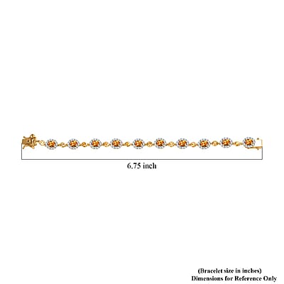 D'Joy Tanzanian Mandarin Garnet and White Zircon 8.50 ctw Flame Petals Bracelet in 18K Vermeil Yellow Gold Over Sterling Silver (6.50 In)