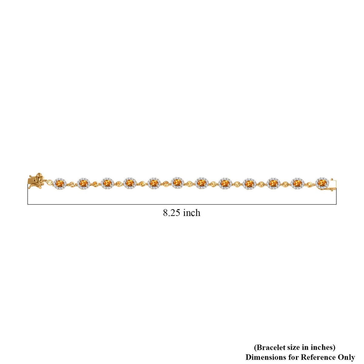 D'Joy Tanzanian Mandarin Garnet and White Zircon 9.40 ctw Flame Petals Bracelet in 18K Vermeil Yellow Gold Over Sterling Silver (8.00 In) image number 4