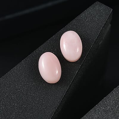 Peruvian Pink Opal Set of 2 (Ovl 6x4 mm) 0.55 ctw Loose Gemstone