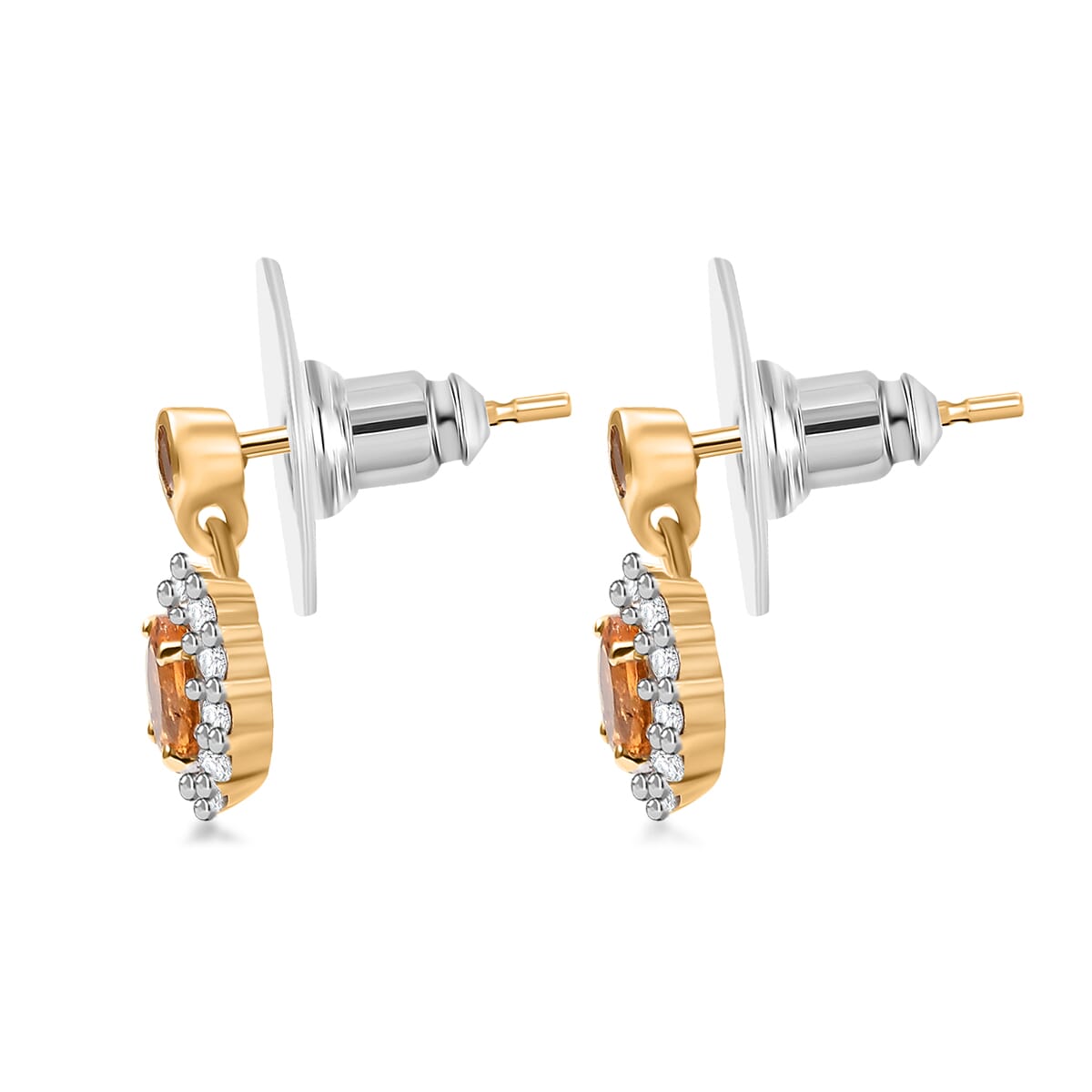 D'Joy Tanzanian Mandarin Garnet and White Zircon 1.55 ctw Flame Petals Earrings in 18K Vermeil Yellow Gold Over Sterling Silver  image number 3