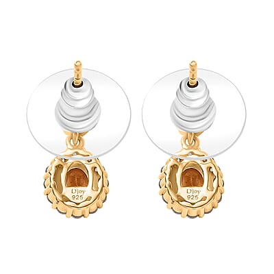 D'Joy Tanzanian Mandarin Garnet and White Zircon 1.55 ctw Flame Petals Earrings in 18K Vermeil Yellow Gold Over Sterling Silver 