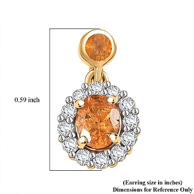 D'Joy Tanzanian Mandarin Garnet and White Zircon 1.55 ctw Flame Petals Earrings in 18K Vermeil Yellow Gold Over Sterling Silver 