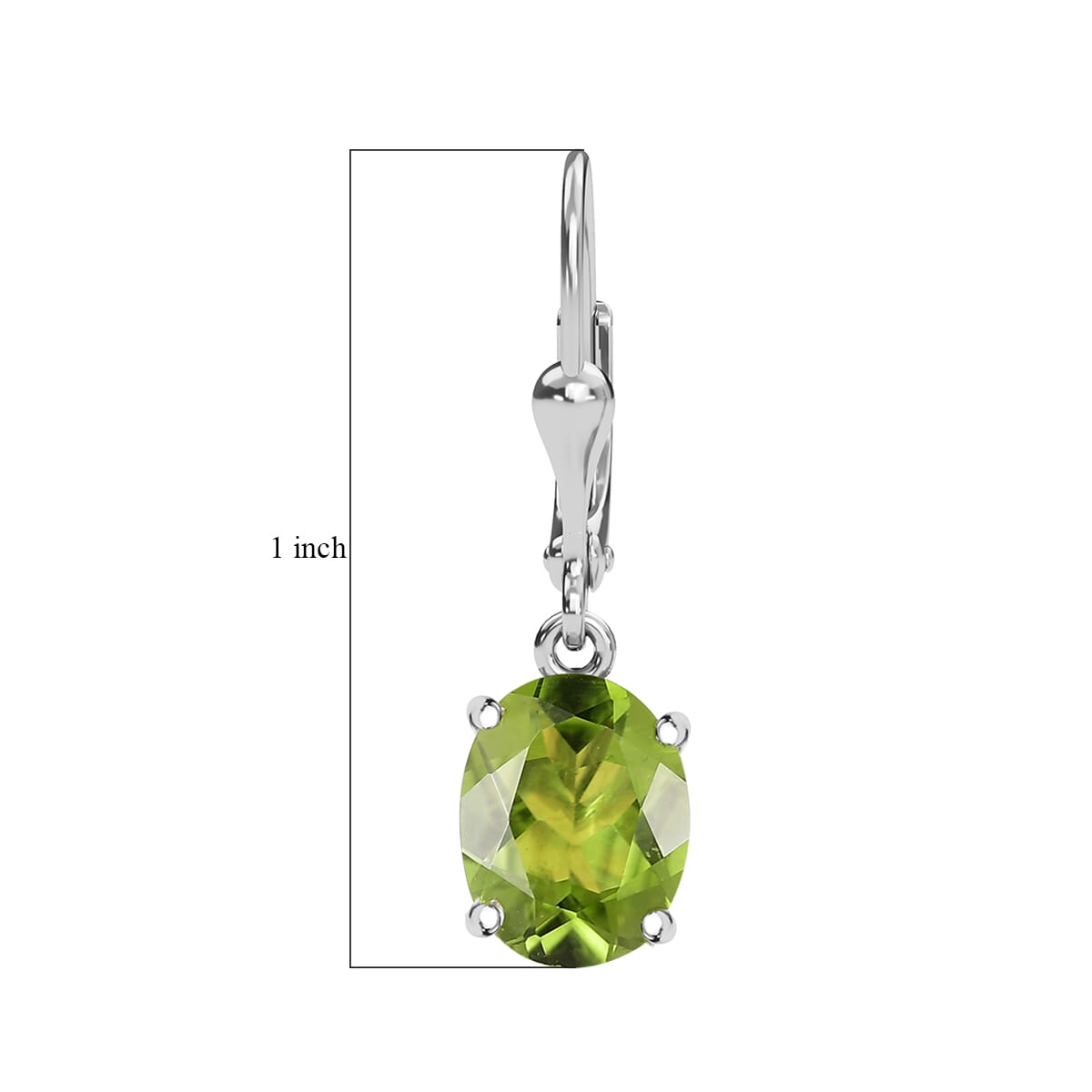 D'Joy Peridot 3.90 ctw Lever Back Earrings in Rhodium Over Sterling Silver image number 5