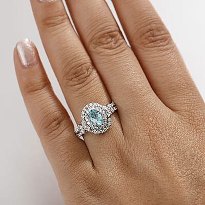Certified and Appraised Rhapsody AAAA Paraiba Tourmaline, Diamond Ring in 950 Platinum 2.00 ctw (Size 5.5) With Free Paraiba Book