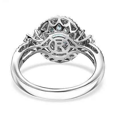 Certified and Appraised Rhapsody AAAA Paraiba Tourmaline, Diamond Ring in 950 Platinum 2.00 ctw (Size 9.5) With Free Paraiba Book