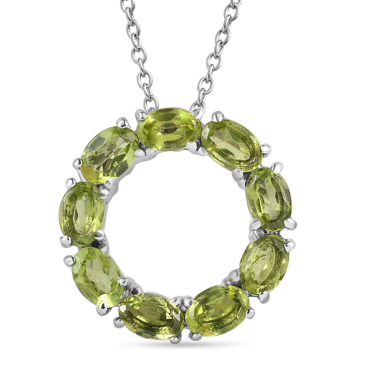 Peridot 3.90 ctw Fancy Necklace in Stainless Steel 20 Inches image number 0