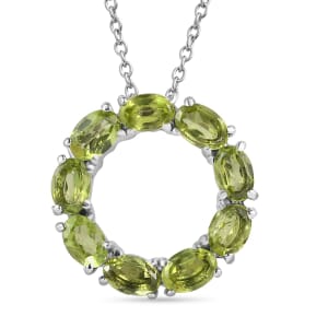 Peridot 3.90 ctw Fancy Necklace in Stainless Steel 20 Inches