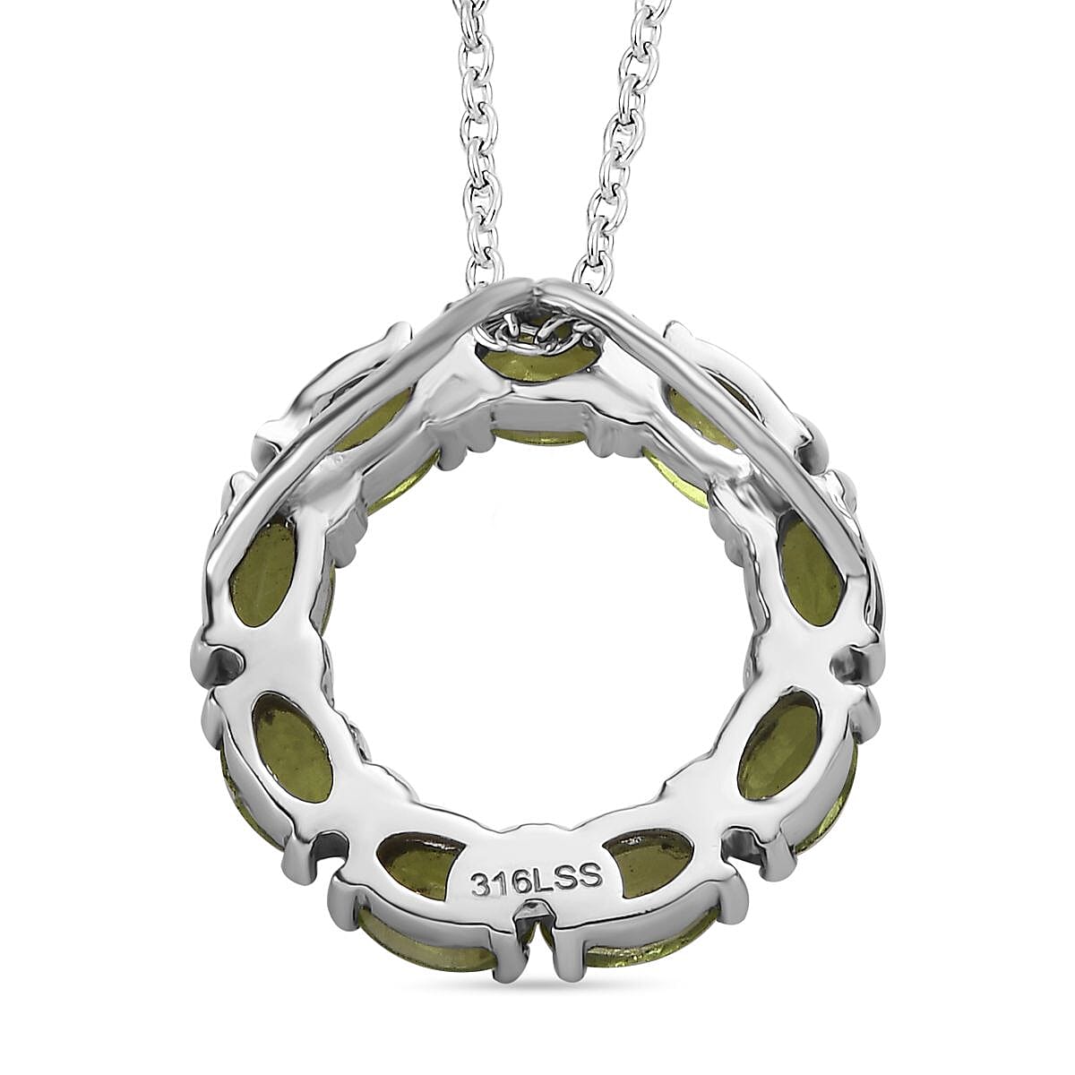 Peridot 3.90 ctw Fancy Necklace in Stainless Steel 20 Inches