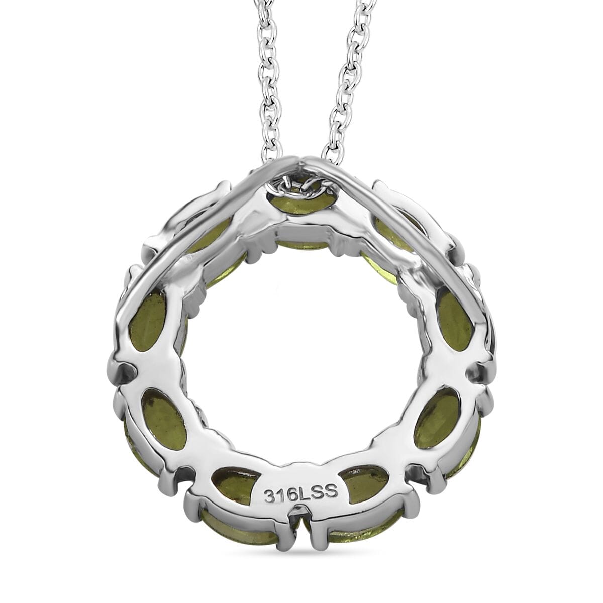 Peridot 3.90 ctw Fancy Necklace in Stainless Steel 20 Inches image number 4