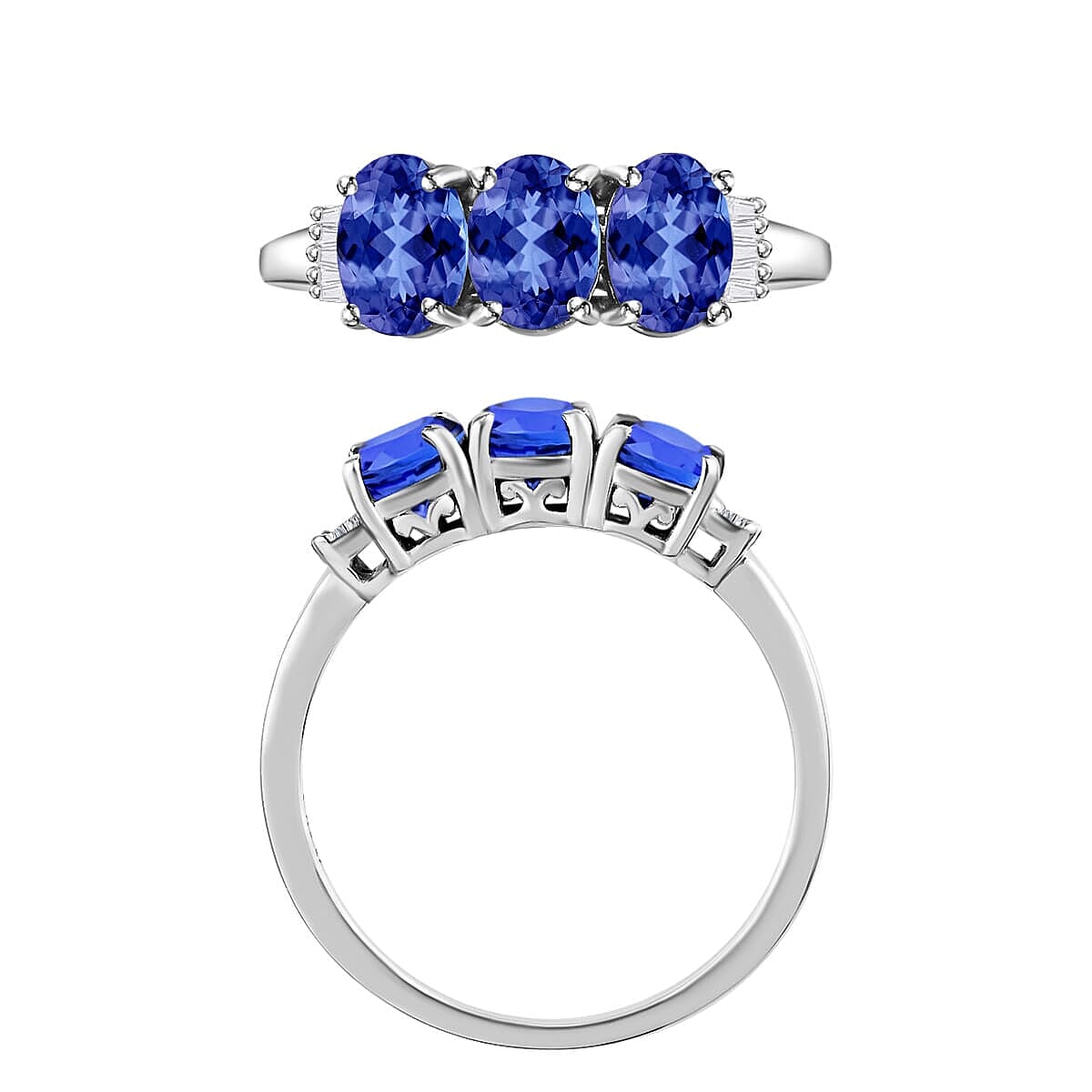 Rhapsody AAAA Tanzanite and E-F VS2 Diamond Ring in 18K White Gold (Size 10.0) 2.50 ctw image number 3