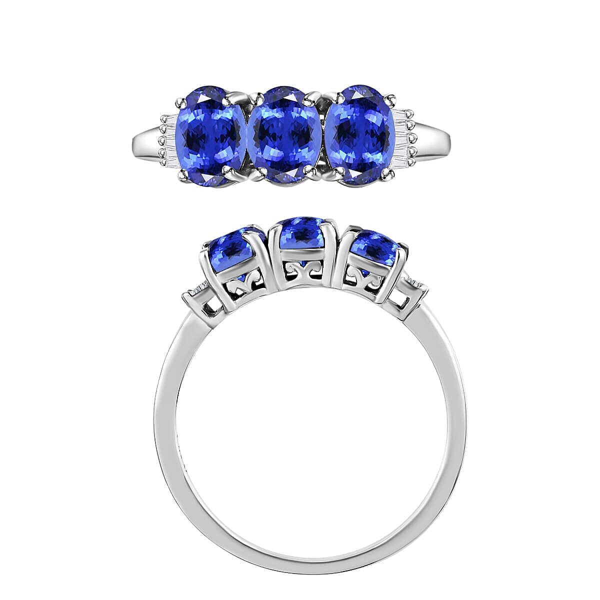 Rhapsody AAAA Tanzanite and E-F VS2 Diamond Ring in 18K White Gold (Size 10.0) 2.50 ctw image number 5