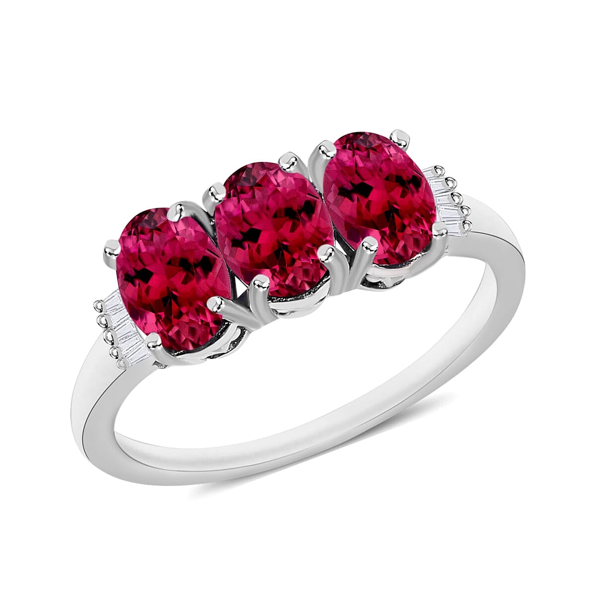 Rhapsody AAAA Ouro Fino Rubellite and E-F VS2 Diamond Ring in 18K White Gold (Size 10.0) 2.50 ctw image number 0