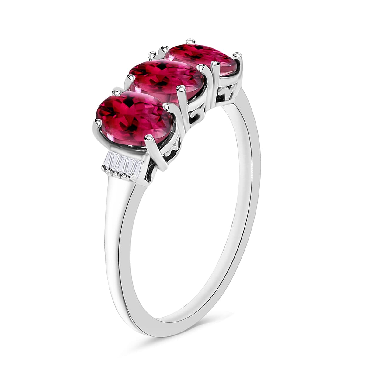 Rhapsody AAAA Ouro Fino Rubellite and E-F VS2 Diamond Ring in 18K White Gold (Size 10.0) 2.50 ctw image number 2