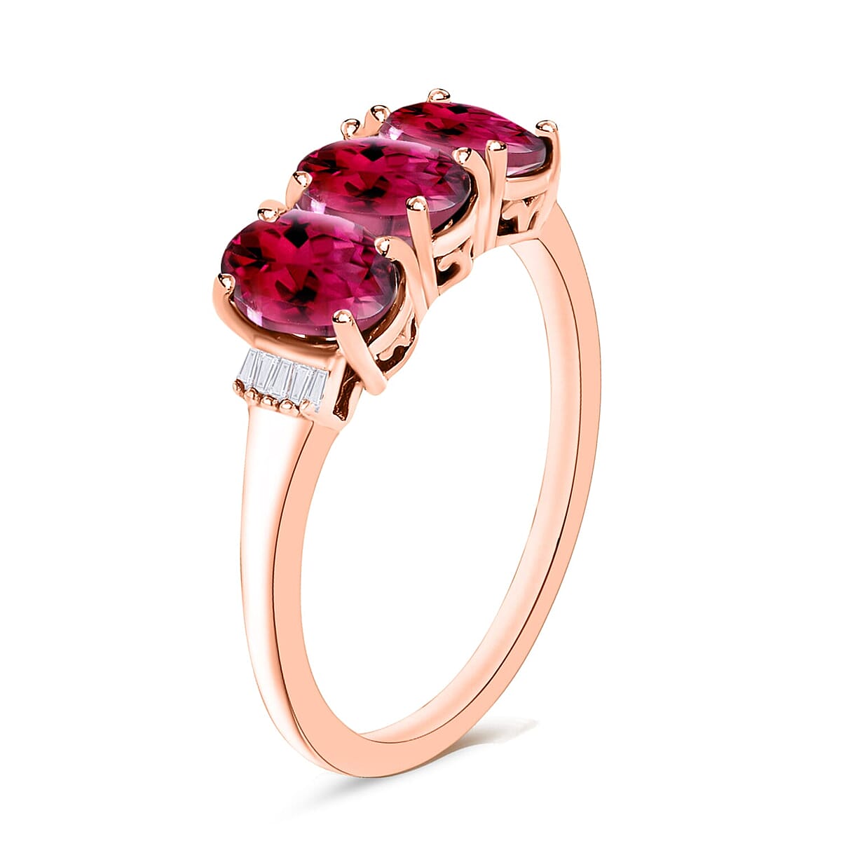 Rhapsody AAAA Ouro Fino Rubellite and E-F VS2 Diamond Ring in 18K Rose Gold (Size 4.5) 2.62 ctw 5.5 Grams (Del. in 10-12 Days) image number 2