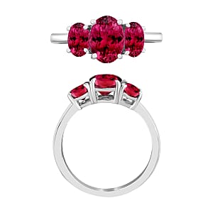 Rhapsody 18K White Gold AAAA Ouro Fino Rubellite 3 Stone Ring (Size 4.0) 5.50 Grams 2.60 ctw (Del. in 10-12 Days)