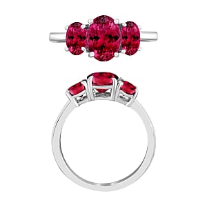Rhapsody 18K White Gold AAAA Ouro Fino Rubellite 3 Stone Ring (Size 4.5) 5.50 Grams 2.60 ctw (Del. in 10-12 Days)