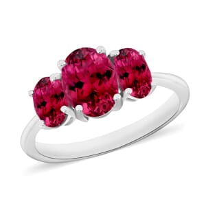 Rhapsody 18K White Gold AAAA Ouro Fino Rubellite 3 Stone Ring (Size 5.5) 5.50 Grams 2.60 ctw
