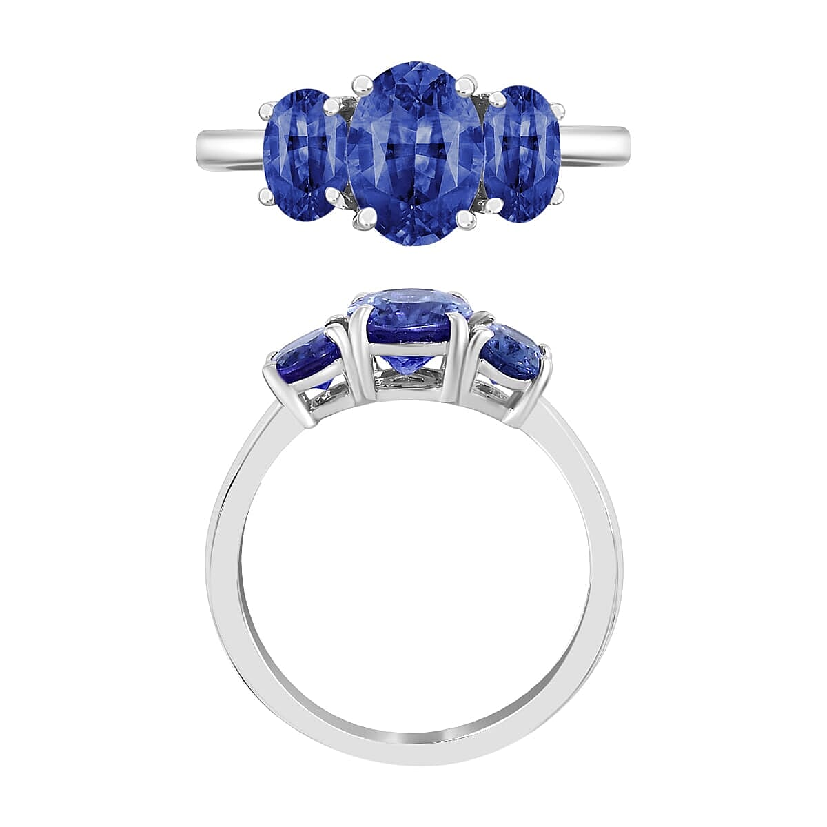 Rhapsody AAAA Ceylon Blue Sapphire 3 Stone Ring in 18K White Gold (Size 9.5) 2.50 ctw (Del. in 10-12 Days) image number 3