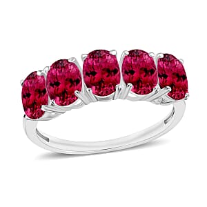 Rhapsody 18K White Gold AAAA Ouro Fino Rubellite 5 Stone Ring (Size 8.0) 5.50 Grams 4.00 ctw