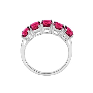 Rhapsody 18K White Gold AAAA Ouro Fino Rubellite 5 Stone Ring (Size 9.5) 5.50 Grams 4.00 ctw (Del. in 10-12 Days)