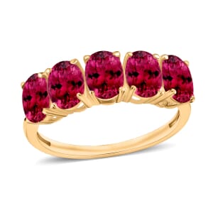 Rhapsody 18K Yellow Gold AAAA Ouro Fino Rubellite 5 Stone Ring (Size 12.0) 5.50 Grams 4.10 ctw