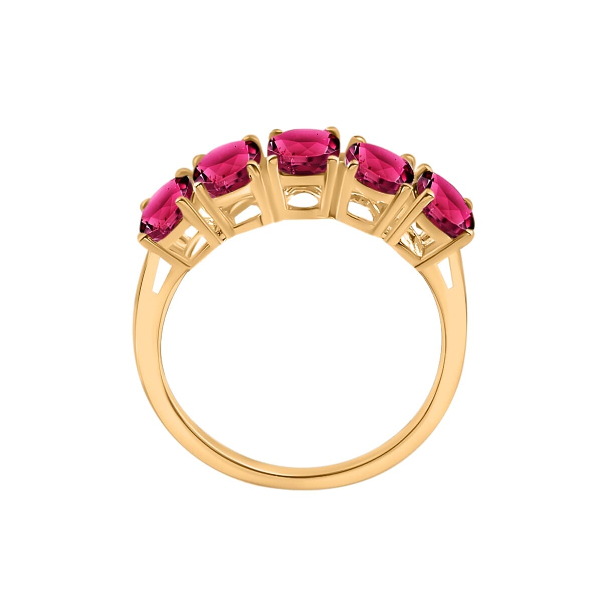 Rhapsody 18K Yellow Gold AAAA Ouro Fino Rubellite 5 Stone Ring (Size 7.5) 5.50 Grams 4.10 ctw image number 3