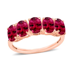 Rhapsody 18K Rose Gold AAAA Ouro Fino Rubellite 5 Stone Ring (Size 5.5) 5.50 Grams 4.10 ctw