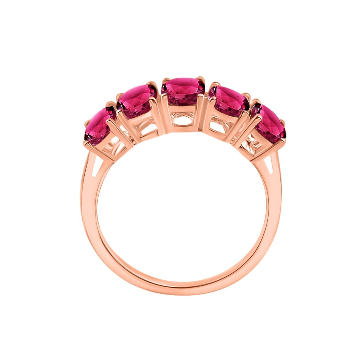 Rhapsody 18K Rose Gold AAAA Ouro Fino Rubellite 5 Stone Ring (Size 9.5) 5.50 Grams 4.10 ctw image number 3