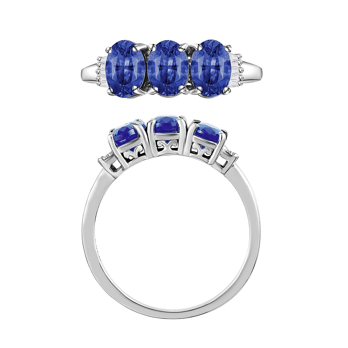 Rhapsody AAAA Ceylon Blue Sapphire and E-F VS2 Diamond Ring in 18K White Gold (Size 11.0) 5.50 Grams 2.77 ctw (Del. in 10-12 Days) image number 3