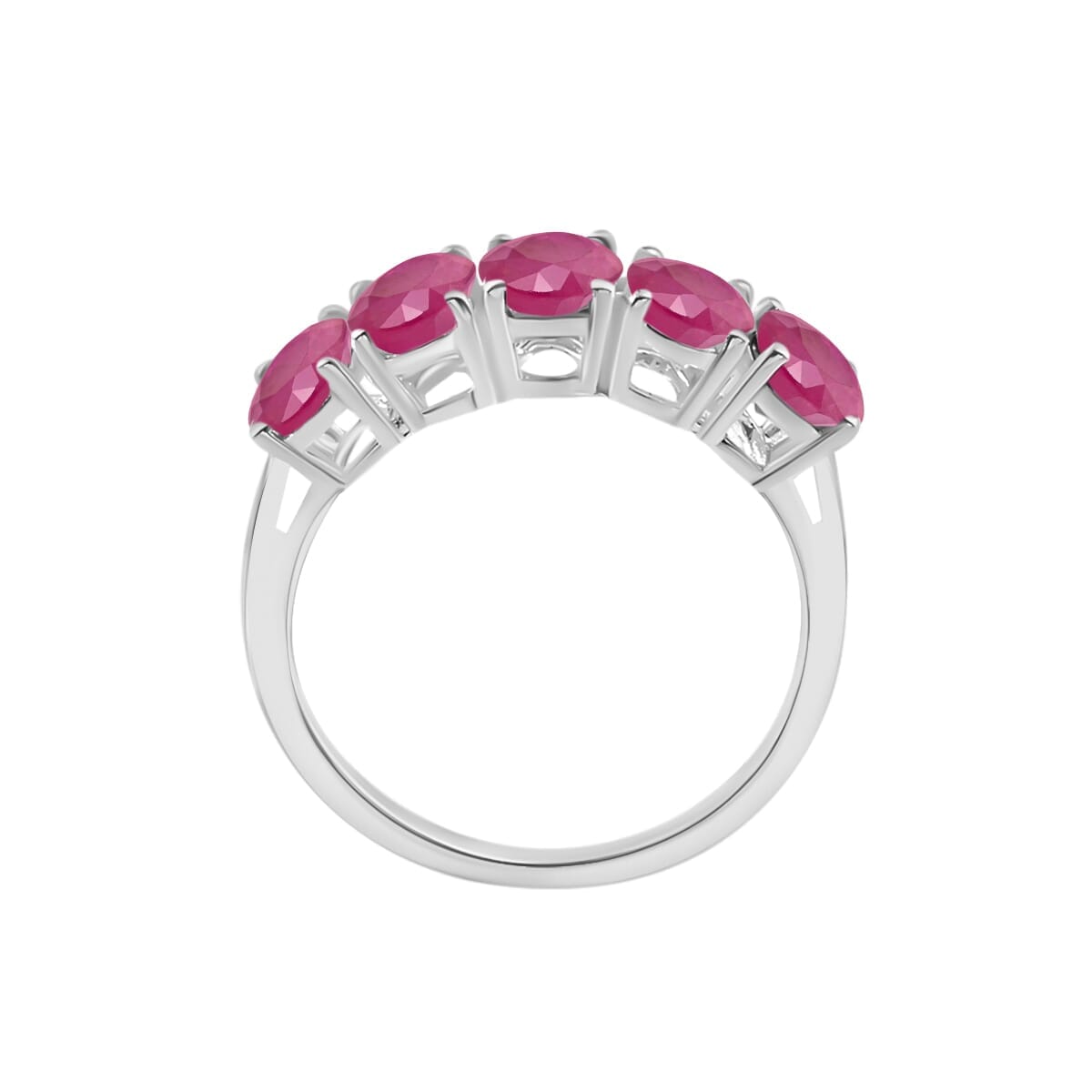 Rhapsody 18K White Gold AAAA Mozambique Ruby 5 Stone Ring (Size 10.0) 5.50 Grams 5.00 ctw image number 3