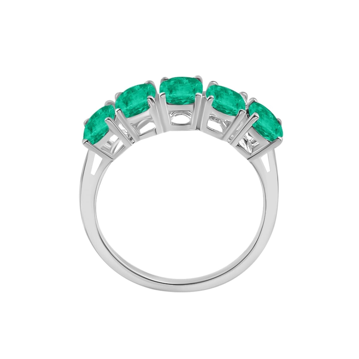 Rhapsody AAAA Kagem Zambian Emerald 5 Stone Ring in 18K White Gold 4.05 ctw image number 3