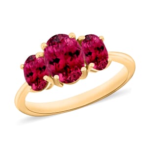 Rhapsody 18K Yellow Gold AAAA Ouro Fino Rubellite 3 Stone Ring (Size 7.5) 5.50 Grams 2.60 ctw