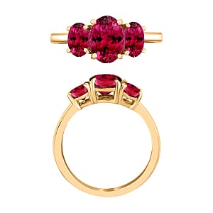 Rhapsody 18K Yellow Gold AAAA Ouro Fino Rubellite 3 Stone Ring (Size 9.0) 5.50 Grams 2.60 ctw (Del. in 10-12 Days)