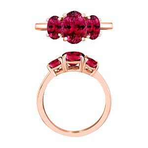 Rhapsody 18K Rose Gold AAAA Ouro Fino Rubellite 3 Stone Ring (Size 12.0) 5.50 Grams 2.60 ctw (Del. in 10-12 Days)
