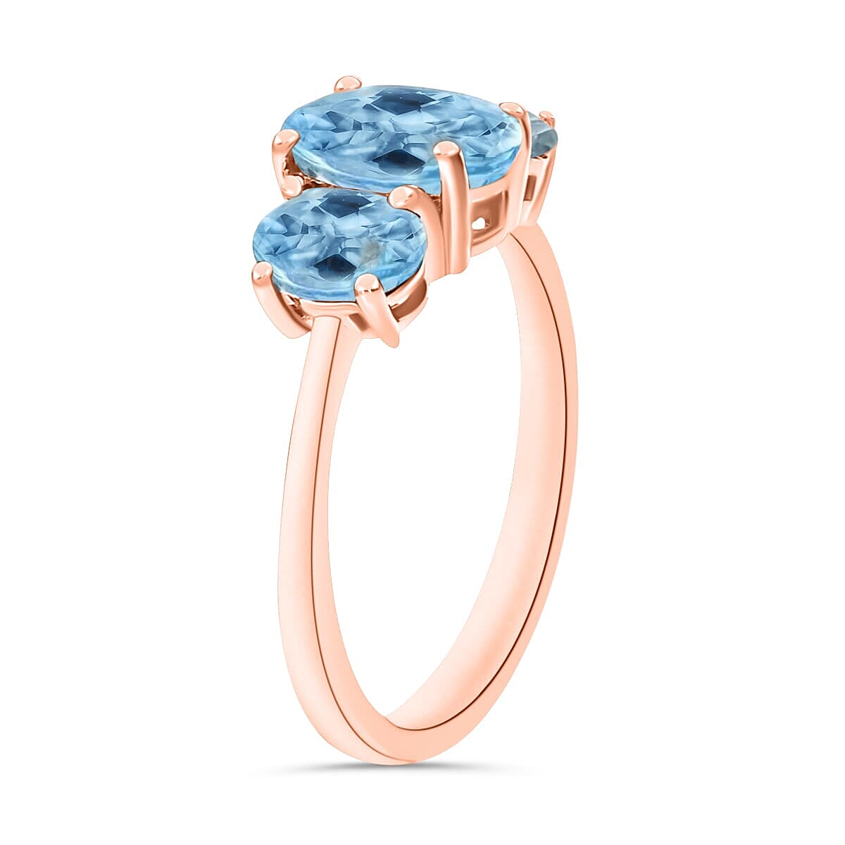 Rhapsody AAAA Santa Maria Aquamarine 3 Stone Ring in 18K Rose Gold (Size 7.5) 5.50 Grams 2.25 ctw (Del. in 10-12 Days) image number 2